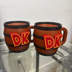 DK Barrel-Style Coffee Mug - Brown with Red Logo (Set of 2)